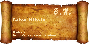 Bakos Nikola névjegykártya